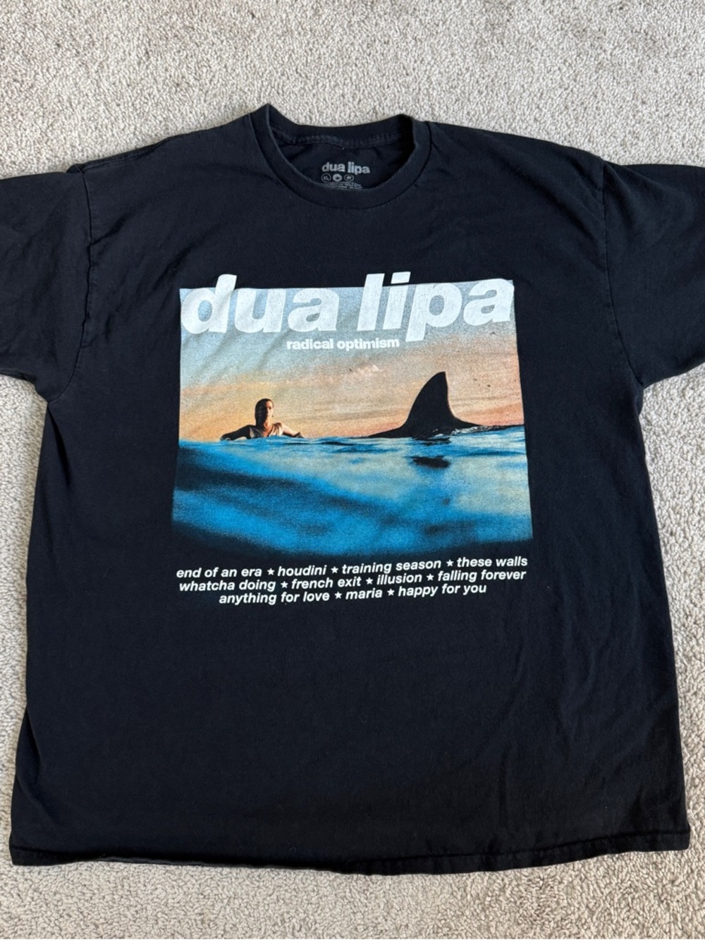 Dua Lipa Radical Optimism Album T Shirt Tracklist Graphic Tee XL Black
